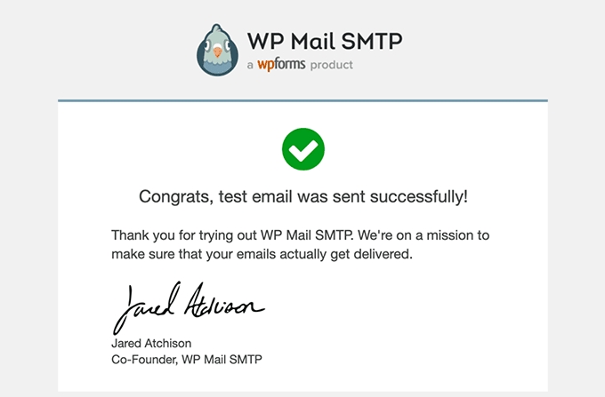 Test email from WP Mail SMTP